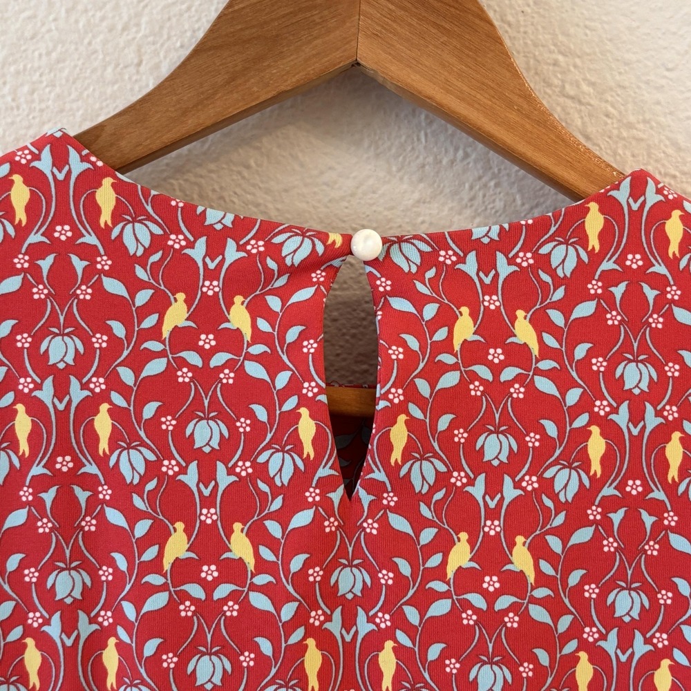 J.‎ McLaughlin Dress Womens XS Catalina Cloth Red Floral Bird 3/4 Sleeve Preppy - Picture 9 of 12